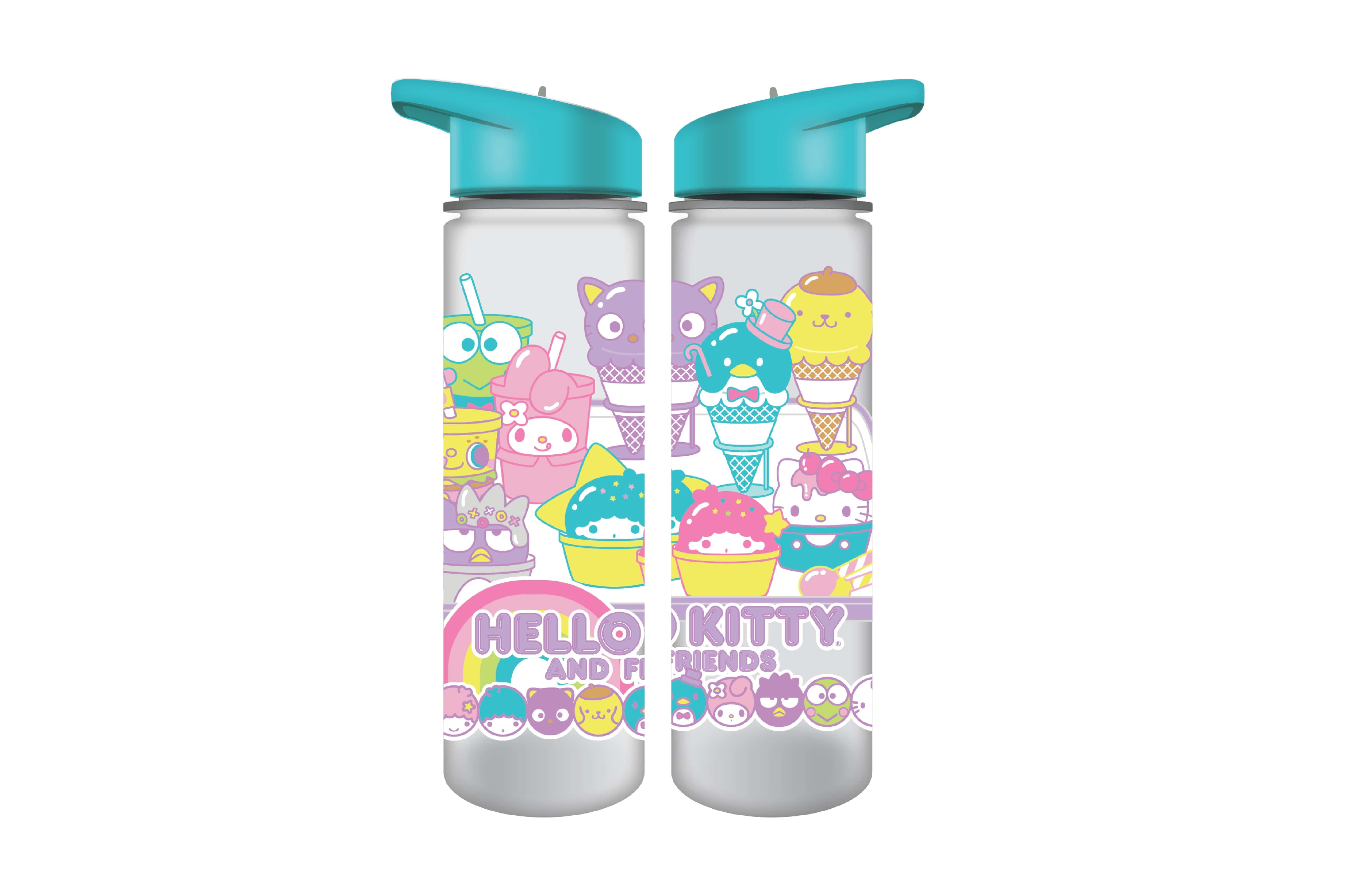 Hello Kitty and Friends Group Shot 2-Pack Transparent Blue 24 oz Single Wall Plastic Water Bottles