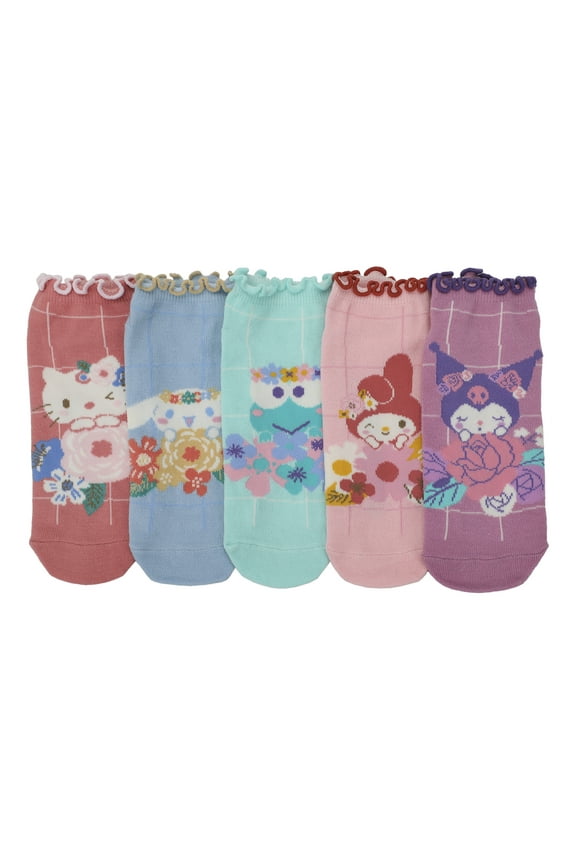 Hello Kitty & Friends Floral Character Art 5-Pair Women's Ankle Socks
