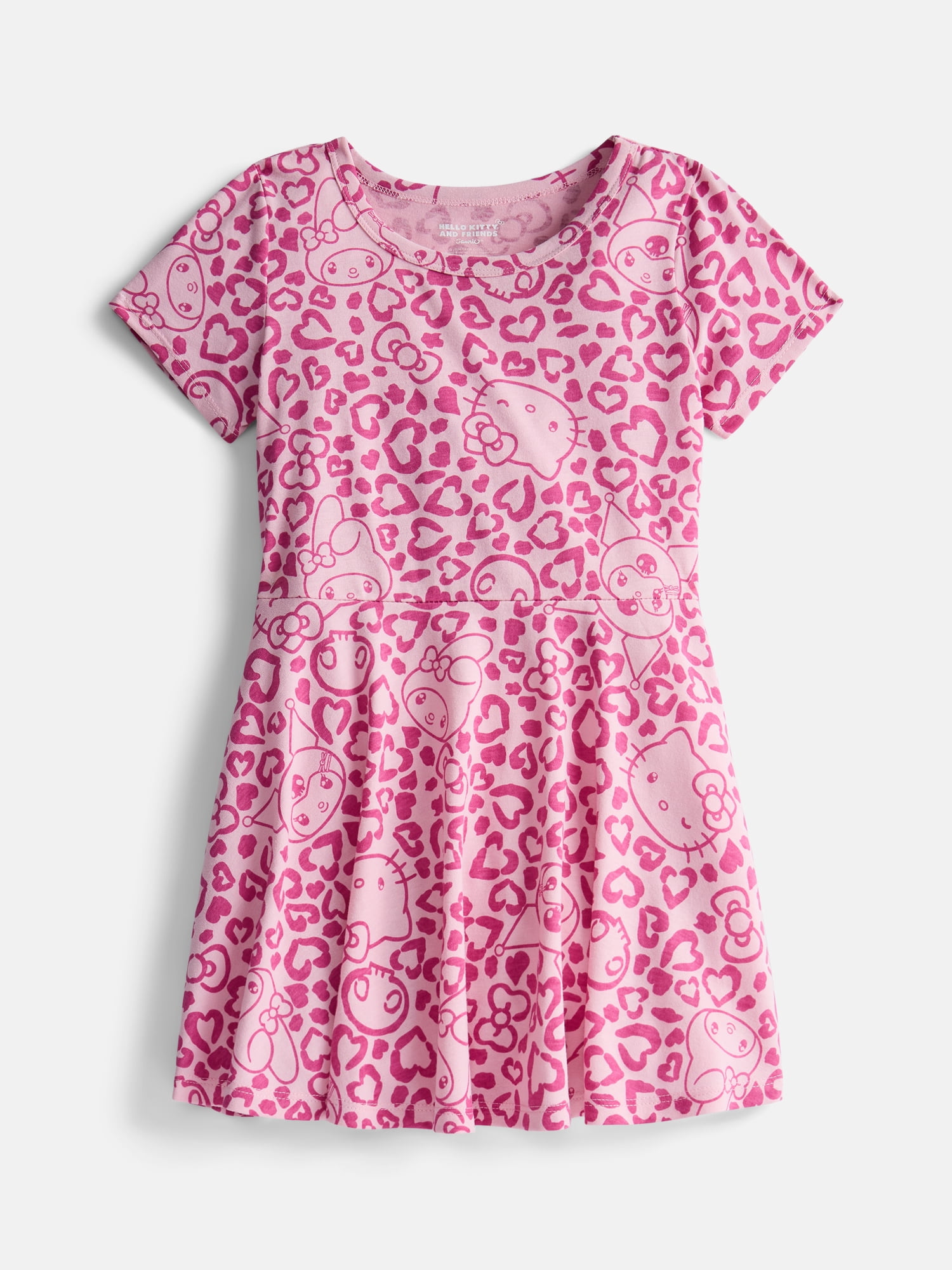 Hello Kitty Girls Print Skater Dress with Short Sleeves, Sizes 4-12