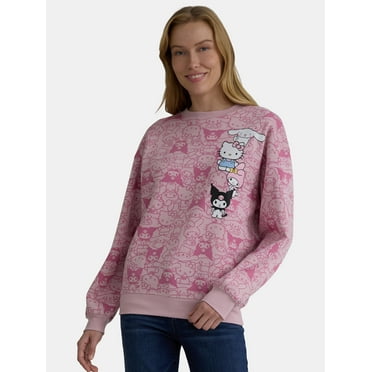 Hello Kitty & Friends Graphic Fleece Pullover Sweatshirt with Long Sleeves, Women's