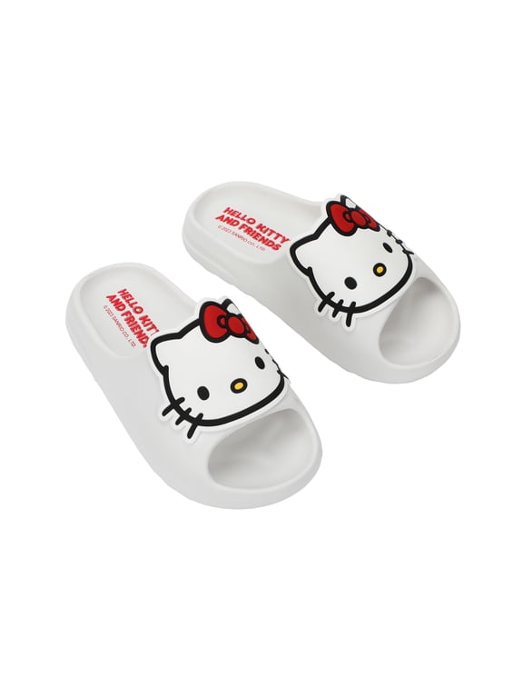 Hello Kitty & Friends Hello Kitty Character Straps Men's White Slide Sandals-Small