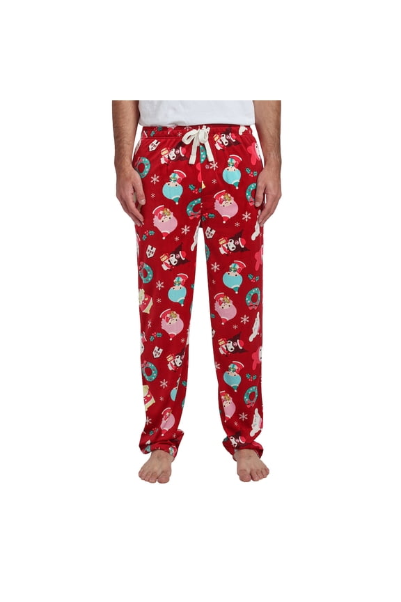 Hello Kitty & Friends Holiday All-Over Print Men's Lightweight Plush Minkey Fleece Sleep Pajama Pants-Large
