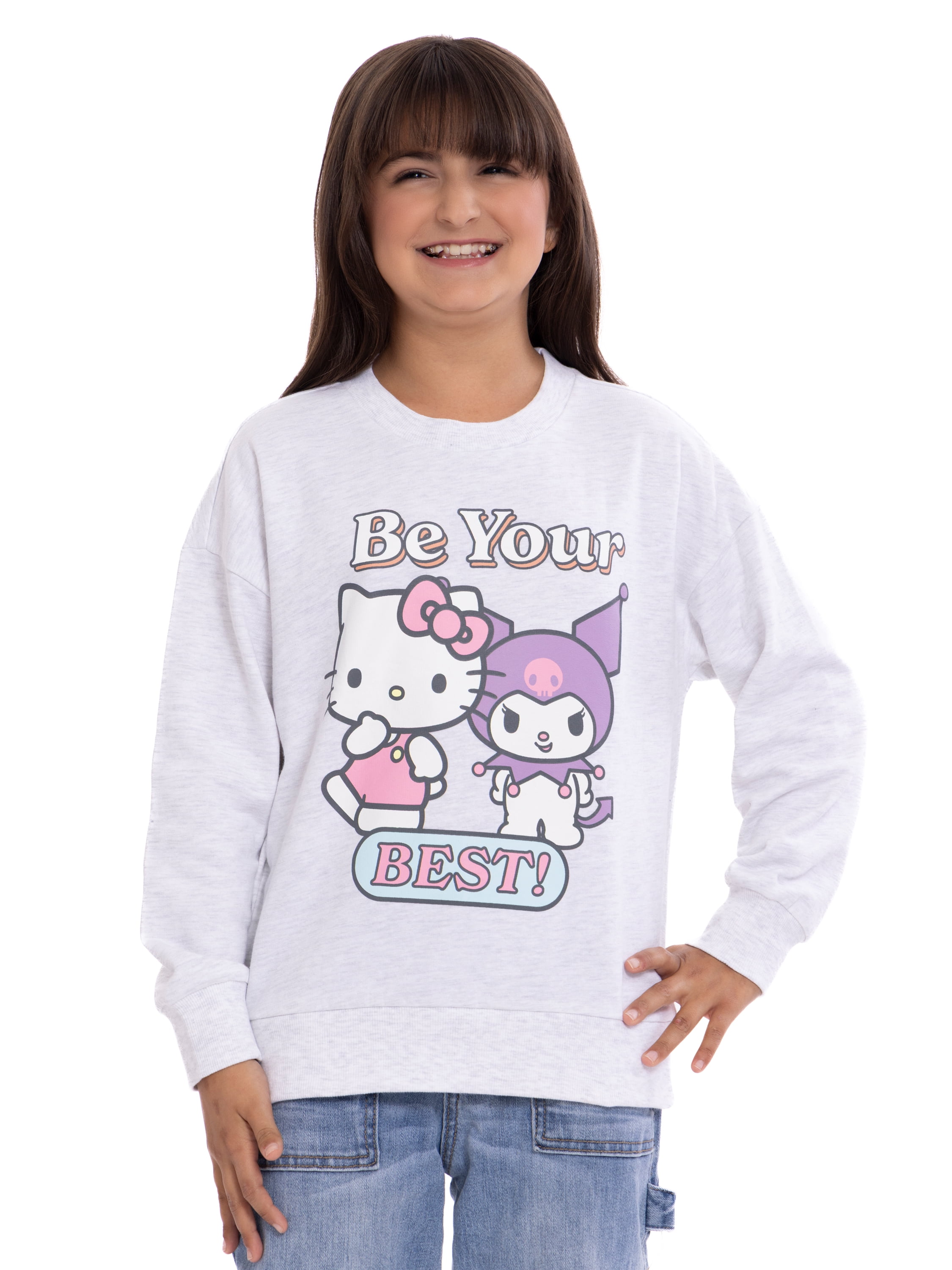 Walmart Deal of Hello Kitty and Friends Kids Graphic Fleece Crewneck Sweatshirt, Sizes 4-18
