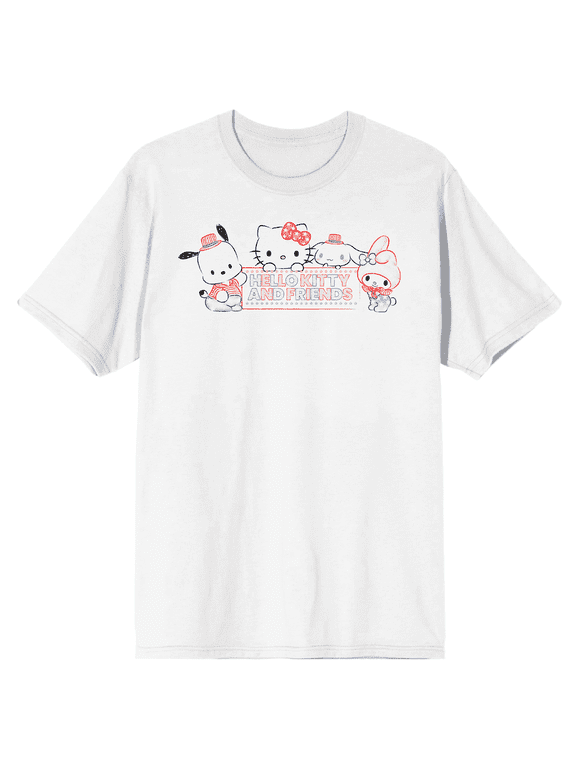 Hello Kitty Friends Pochacco Cinnamoroll Graphic Tee for Men-XS