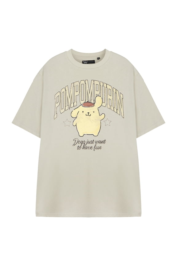 Hello Kitty & Friends Pompompurin Womens Oatmeal Short Sleeved T-Shirt | S | Made by Vanilla Underground