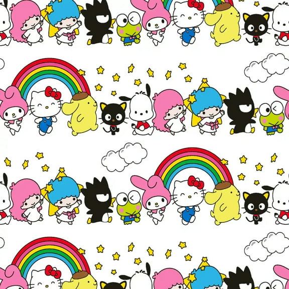 Hello Kitty  Friends Rainbow Cotton Fabric