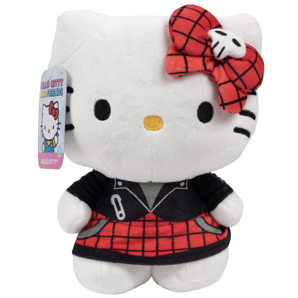 Hello Kitty and Friends Series 2, Hello Kitty Red Punks W Skull Bow Plush - Officially Licensed Sanrio 2025 Product from Jazwares - Great Gift for Kids, Girls, Boys & Fans, Ages 6+