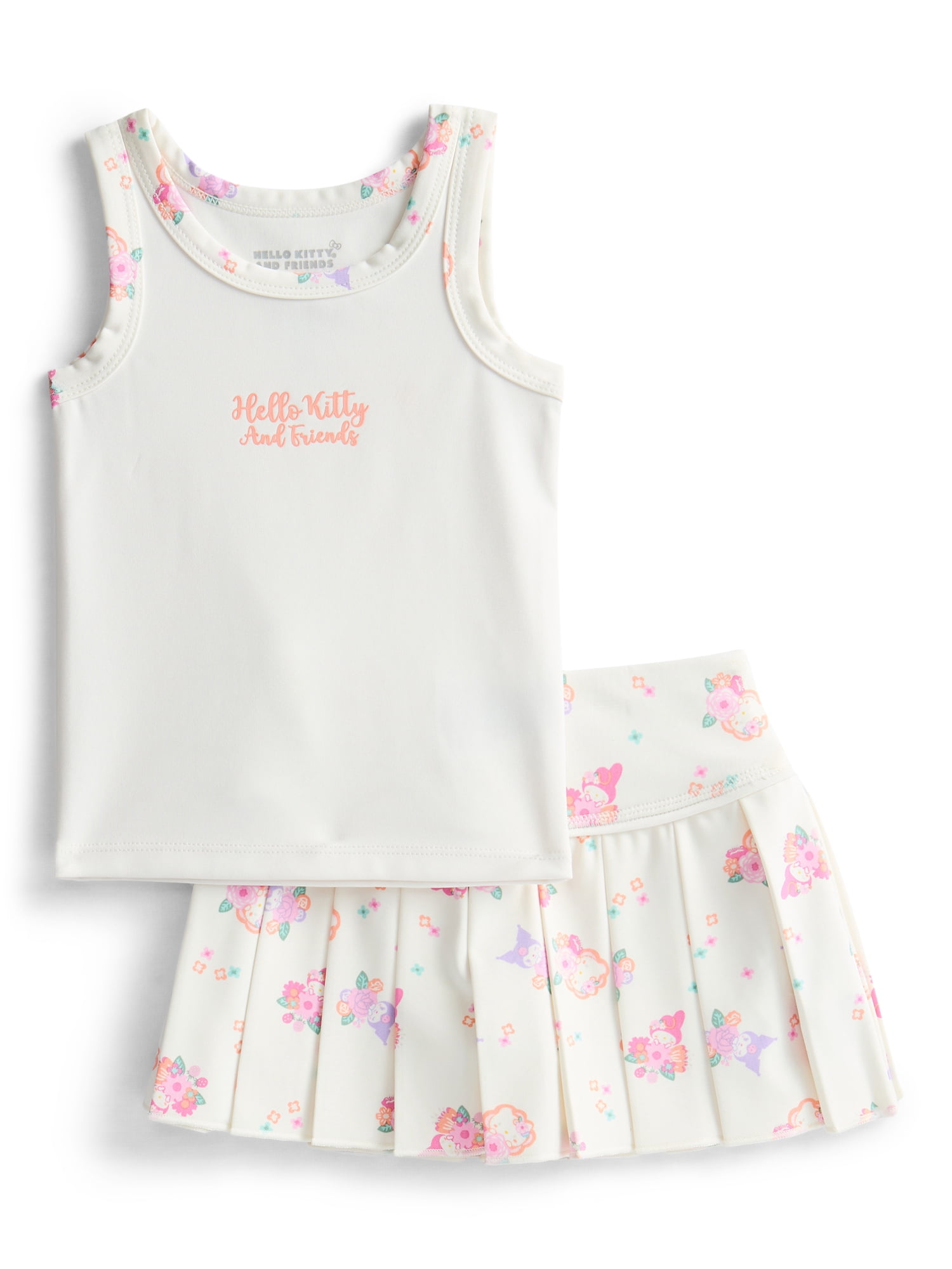 Hello Kitty & Friends Toddler Girls Active Tank Top and Pleated Skort Set, 2-Piece, Sizes 12M-3T