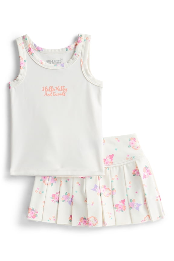 Hello Kitty & Friends Toddler Girls Active Tank Top and Pleated Skort Set, 2-Piece, Sizes 12M-3T
