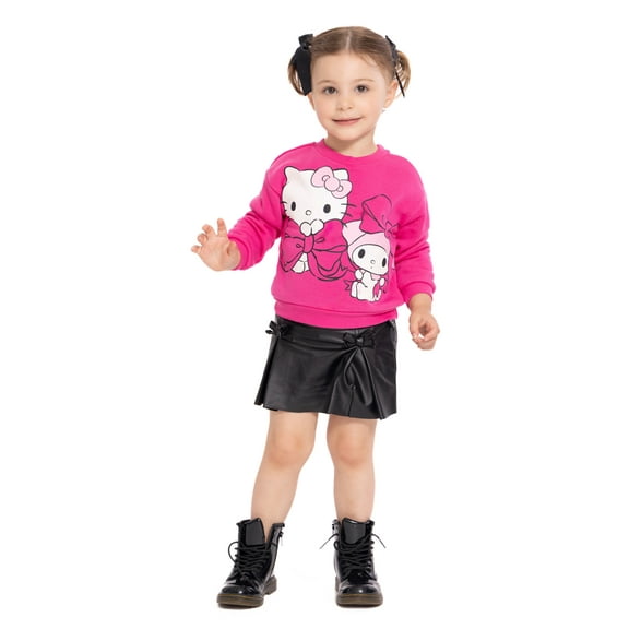 Hello Kitty and Friends Toddler Girls' Graphic Sweatshirt and Pleated Skirt Set, 2-Piece, Sizes 12M-5T