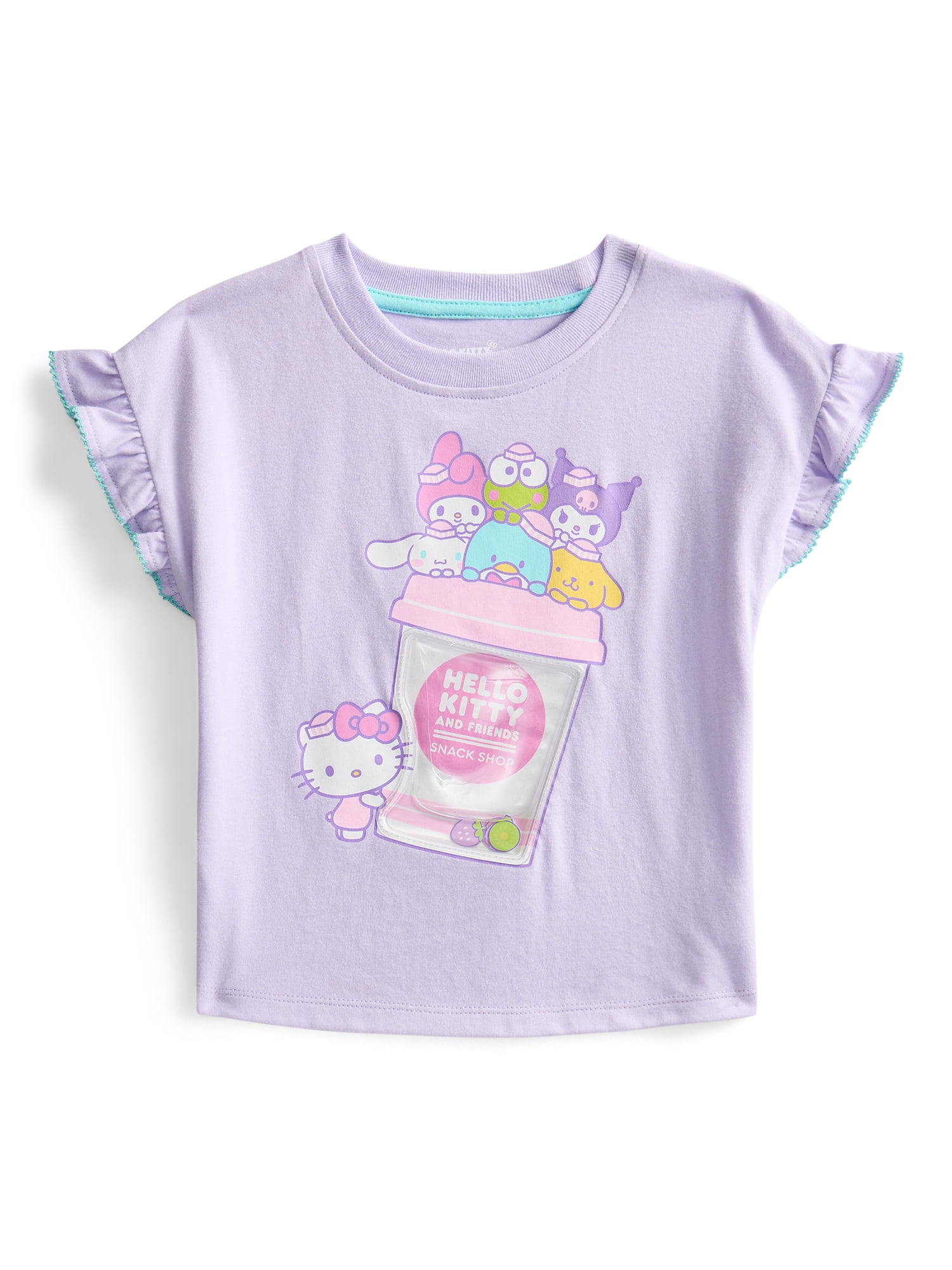 Hello Kitty and Friends Toddler Girls Ruffle Graphic Tee with Short Sleeves, Sizes 12M-5T