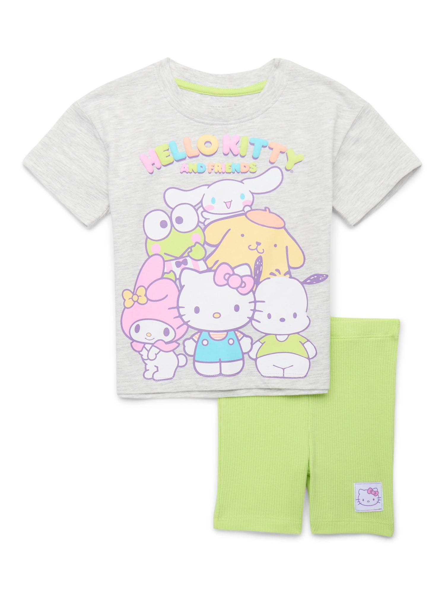 Hello Kitty & Friends Toddler Girls Graphic Tee and Bike Shorts Set, 2-Piece, Sizes 12M-5T