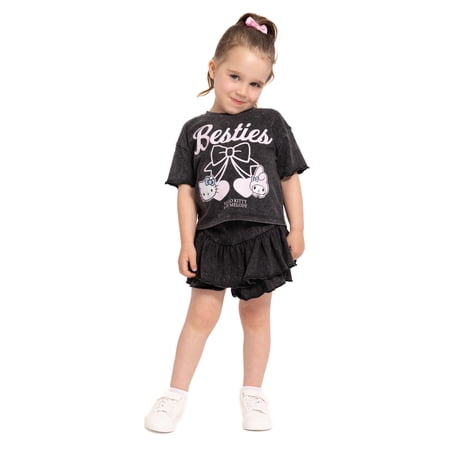 HelloKittyFriends Hello Kitty & Friends Toddler Girls Graphic Tee and Skort Set, 2 Piece, Sizes 12M-5T