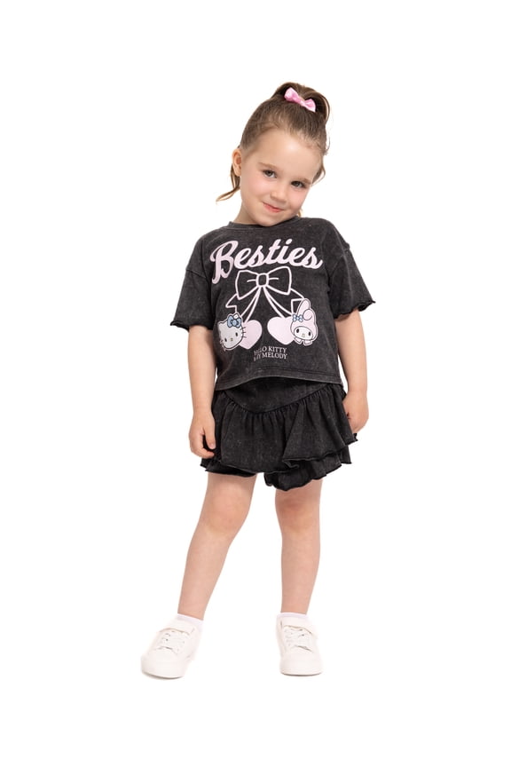 Hello Kitty & Friends Toddler Girls Graphic Tee and Skort Set, 2 Piece, Sizes 12M-5T