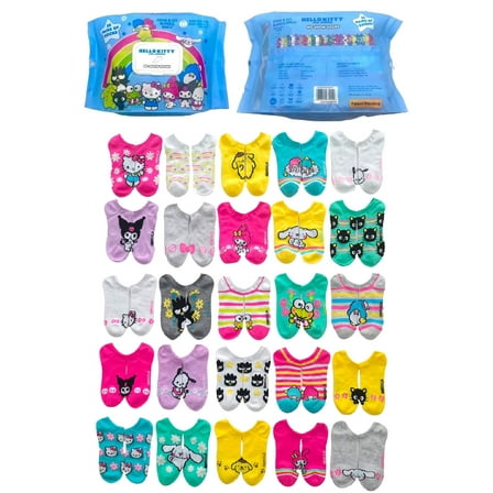 Hello Kitty & Friends, Women's Bundle Brick No-Show Socks, 25-Pack, Size 4-10