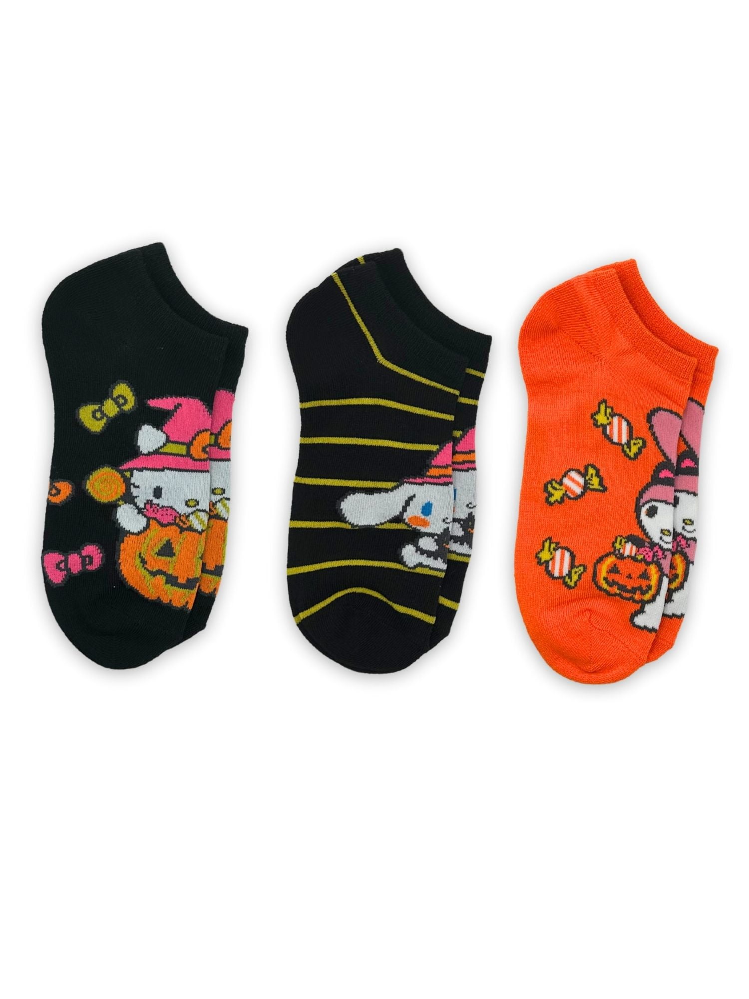 Hello Kitty & Friends Women's Halloween No-Show Socks, 3-Pack, Size 4-10