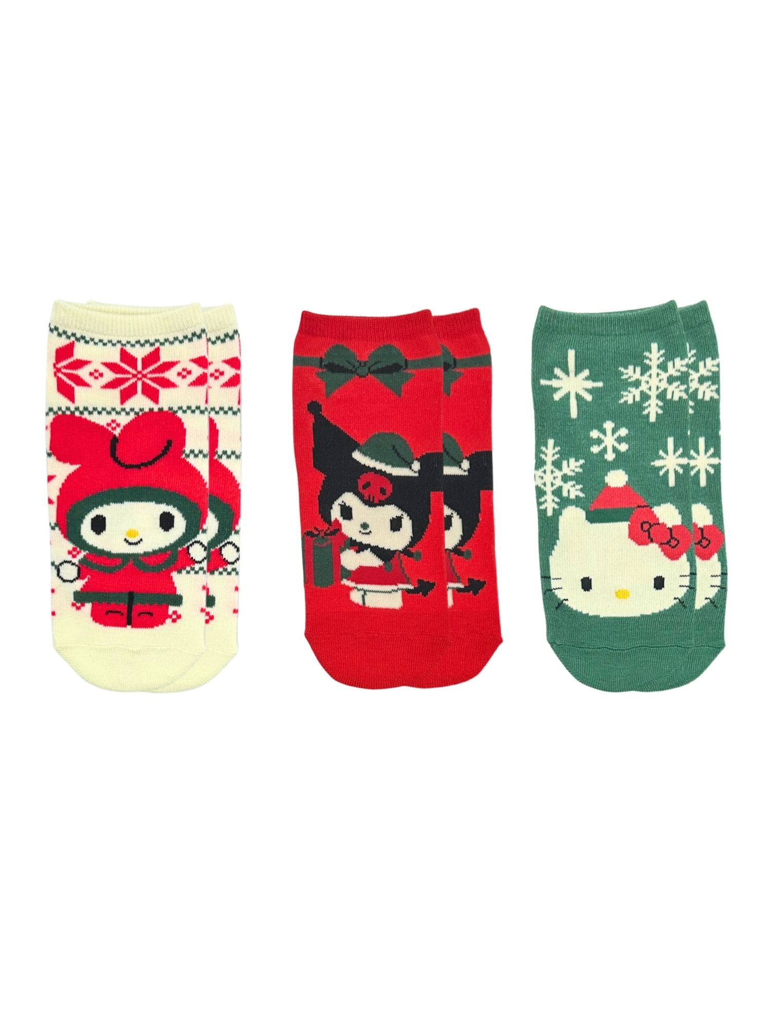 Hello Kitty & Friends Women's Holiday No-Show Socks, 3-Pack, Size 4-10