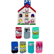 BARBIE Hello Kitty & Friends Women's No-Show Socks, 7 Days of Socks Giftable House Box, 7-Pack, Size 4-10