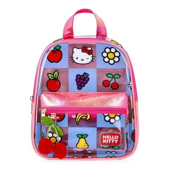 Sanrio Hello Kitty Women's Fruit Check 11" Mini Backpack, Clear
