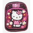 thumbnail image 1 of Hello Kitty Fuzzy Patch Front Floral Black/Pink Mini Toddler Backpack (10in), 1 of 1
