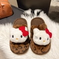 thumbnail image 1 of Hello Kitty Fuzzy Slippers Women Cute Fluffy House Shoes Warm Cozy Birthday Valentine S Day Gift 36 37, 1 of 7