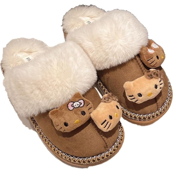 Hello Kitty Fuzzy Slippers Women Cute Fluffy House Shoes Warm Cozy Birthday Valentine'S Day Gift,38-39