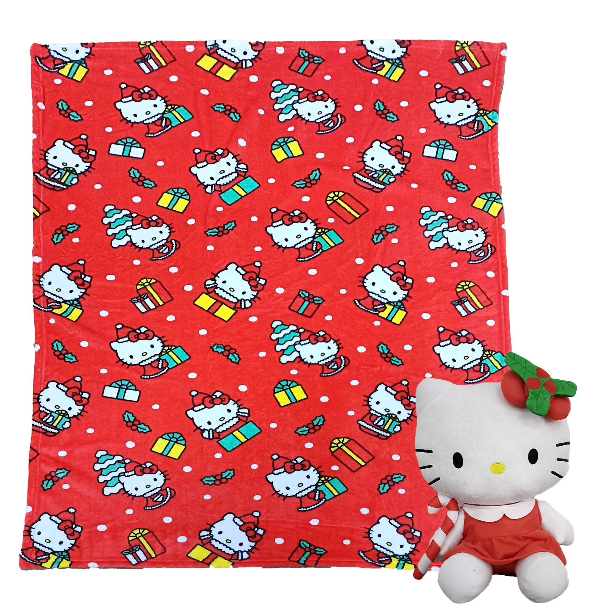 Hello Kitty Gifty Kitty Hugger Pillow & Silk Touch Throw Blanket Set 40×50 Inches