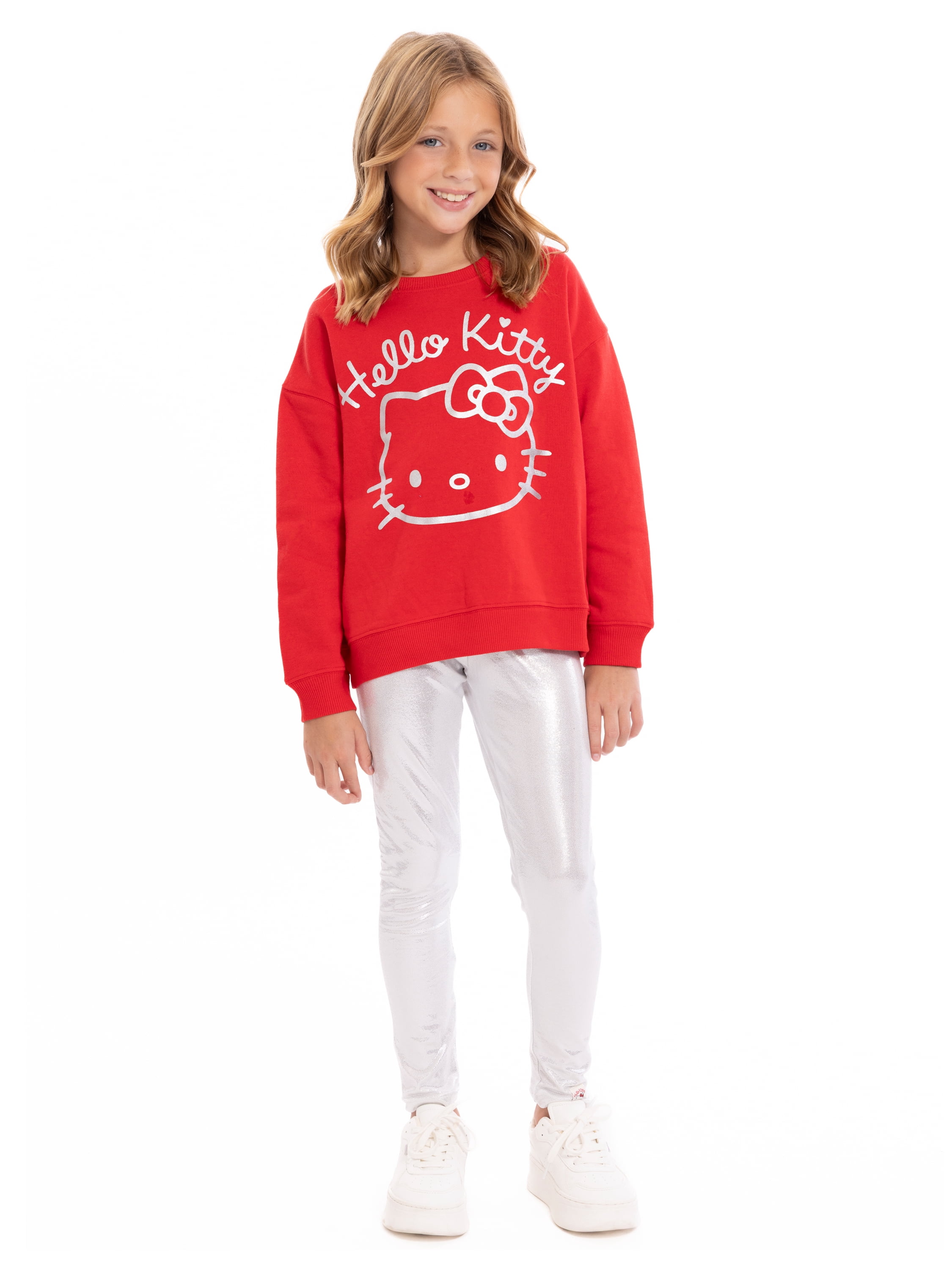 Kitty Girls' Graphic Sweatshirt and Shimmering Leggings Set, 2 Piece, Sizes 4-16