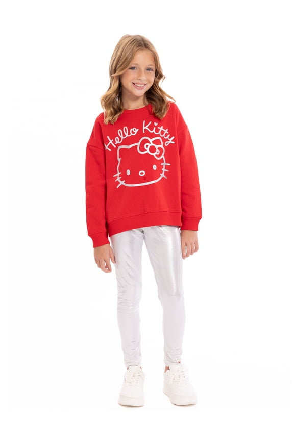 Kitty Girls' Graphic Sweatshirt and Shimmering Leggings Set, 2 Piece, Sizes 4-16