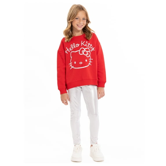 Kitty Girls' Graphic Sweatshirt and Shimmering Leggings Set, 2 Piece, Sizes 4-16