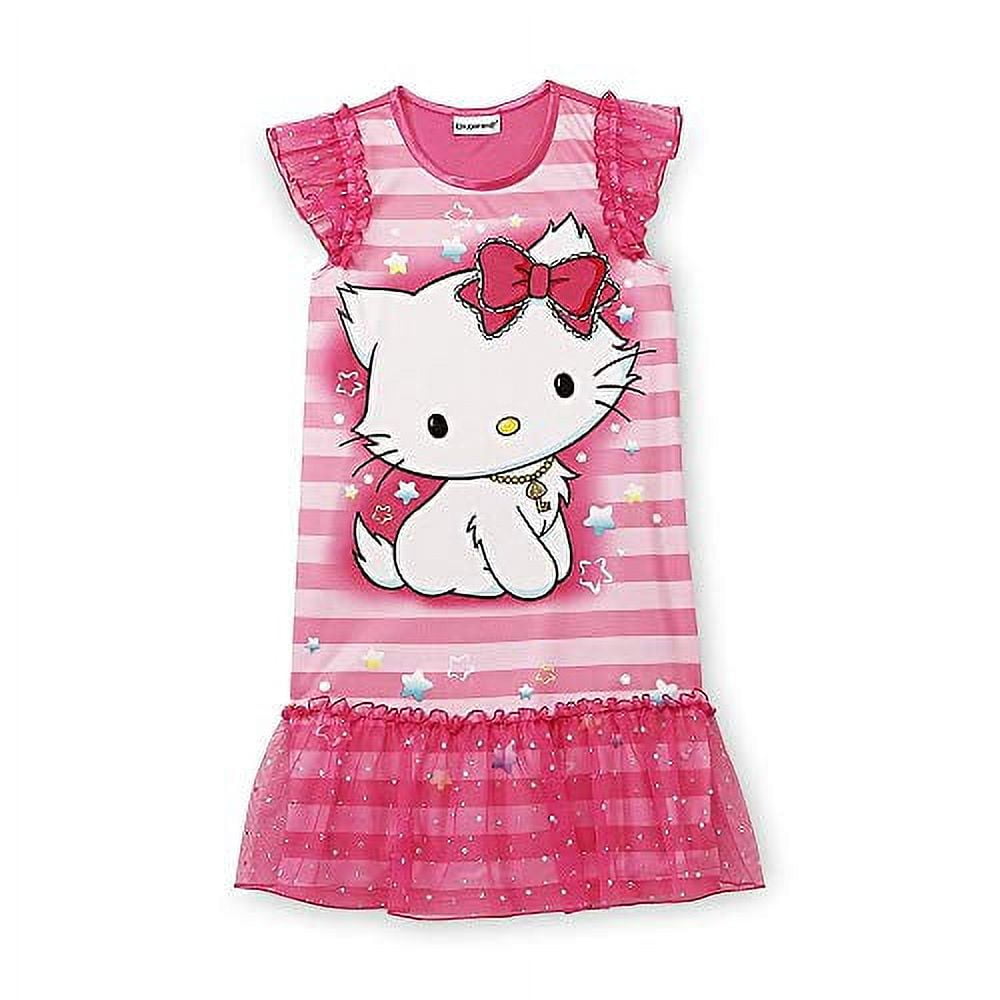 Hello Kitty Girl's Pink Satin Nightgown, Gown, Size X-Small 4/5 ...