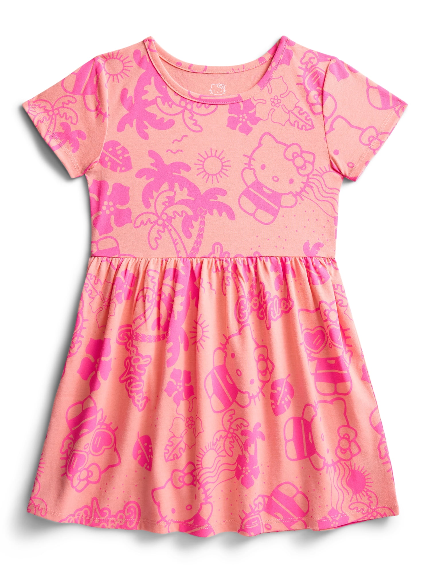 Hello Kitty and Friends Girls Allover Print Dress with Short Sleeves, Sizes 4-12