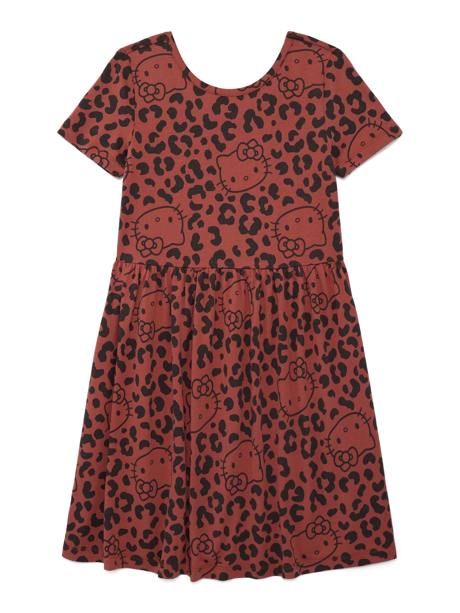Hello Kitty Girls Allover Print Dress with Short Sleeves, Sizes 4-12