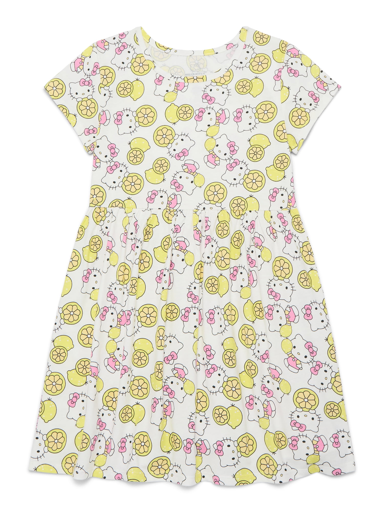 Hello Kitty Girls Allover Print Dress with Short Sleeves, Sizes 4-12