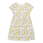 Hello Kitty Girls' Allover Print Dress with Short Sleeves, Sizes 4-12