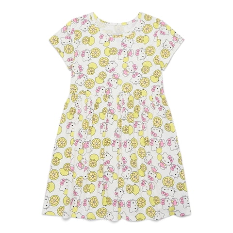 Hello Kitty Girls Allover Print Dress with Short Sleeves, Sizes 4-12
