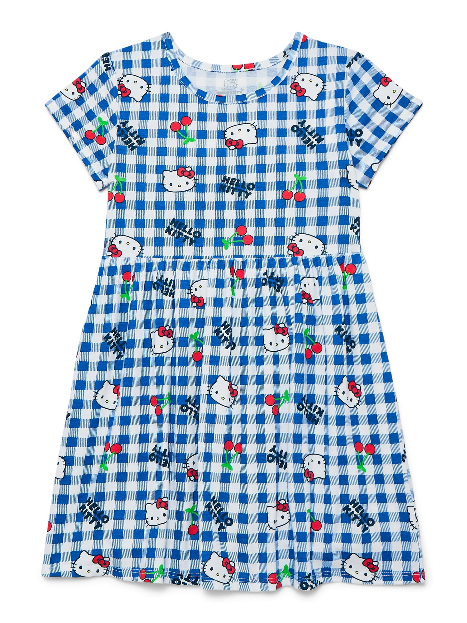 Hello Kitty Girls Allover Print Dress with Short Sleeves, Sizes 4-12