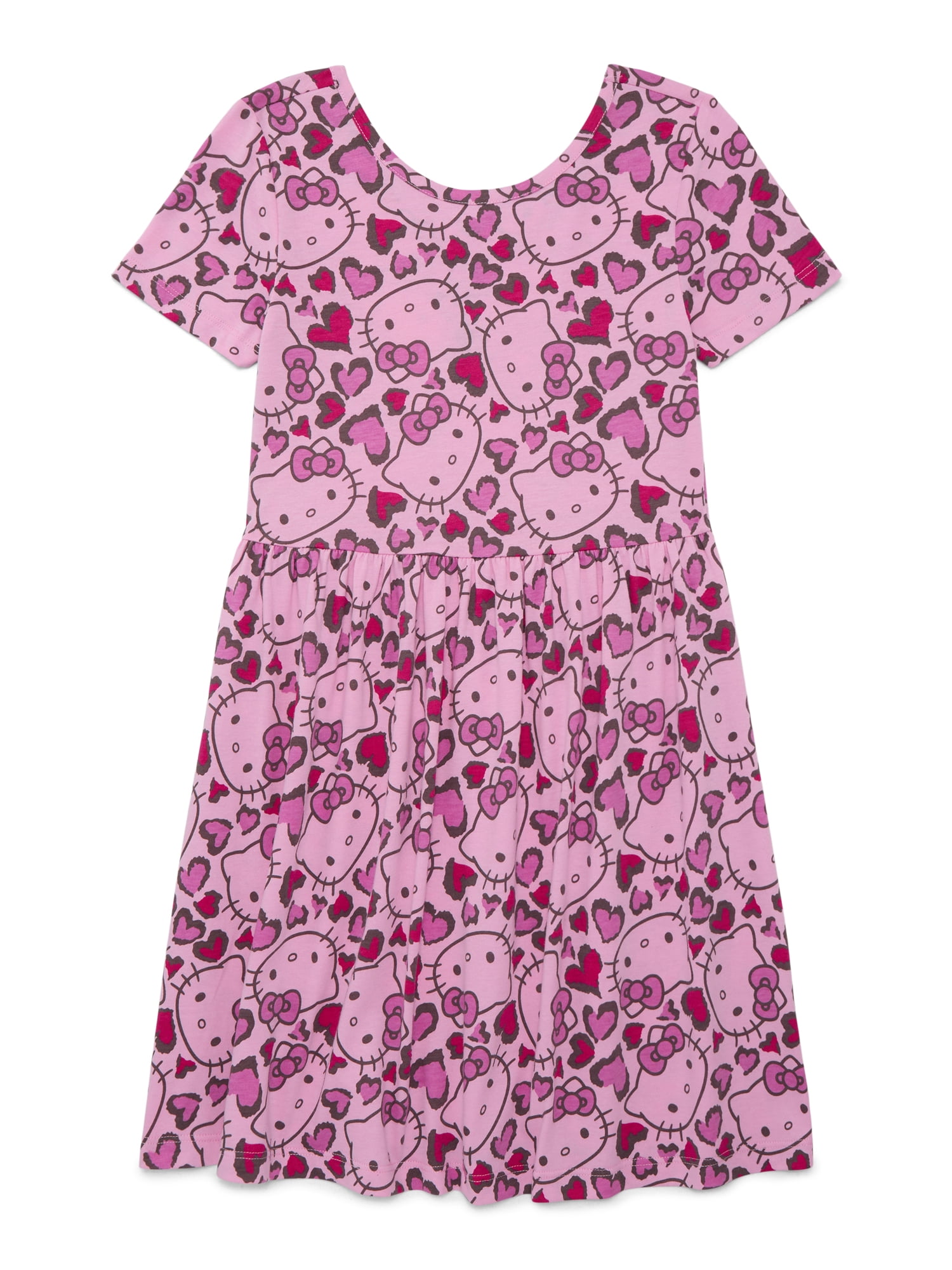Hello Kitty Girls Allover Print Dress with Short Sleeves, Sizes 4-12