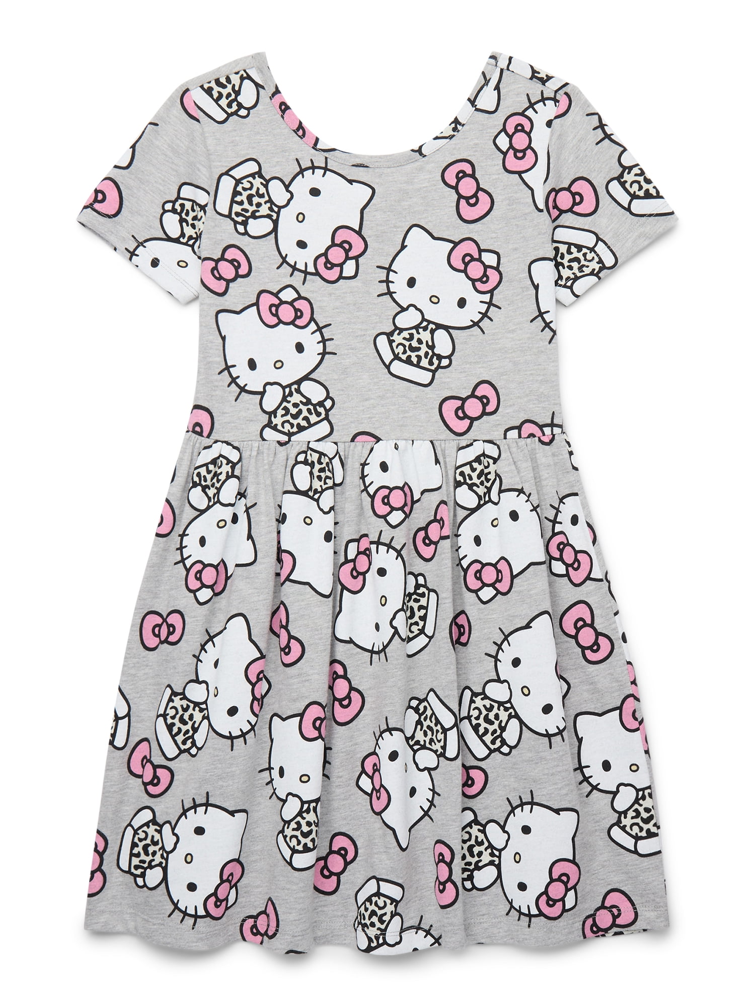 Girls Printed Skater Dress with Short Sleeves, Sizes 4-12