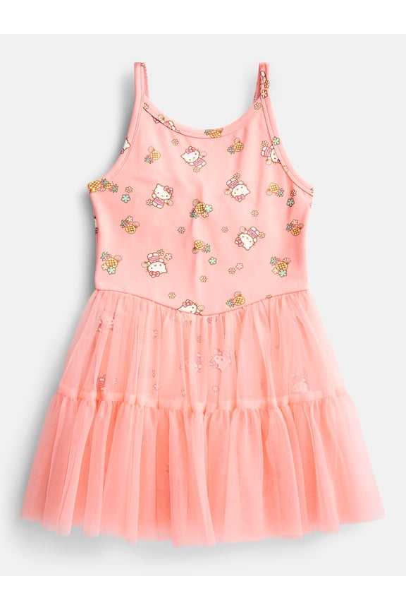Girls Sleeveless Allover Print Tulle Romper, Sizes 4-12