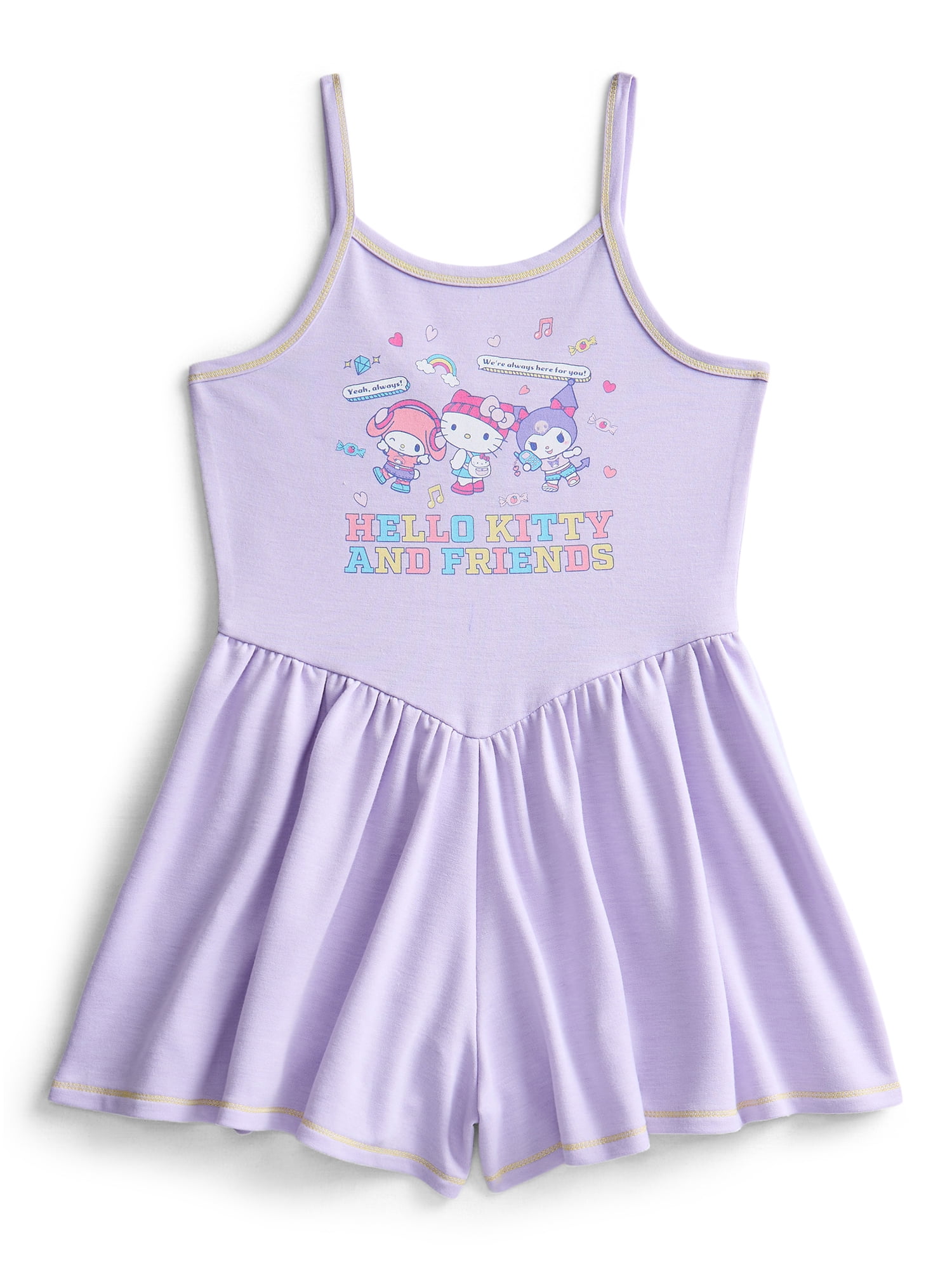 Hello Kitty and Friends Girls Sleeveless Graphic Romper, Sizes 4-12