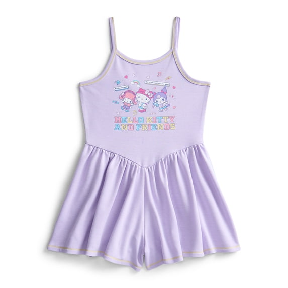 Hello Kitty and Friends Girls Sleeveless Graphic Romper, Sizes 4-12