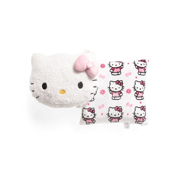 Hello Kitty Girl's White Soft Plush Character Pillows, Set of 2, Large 18"
