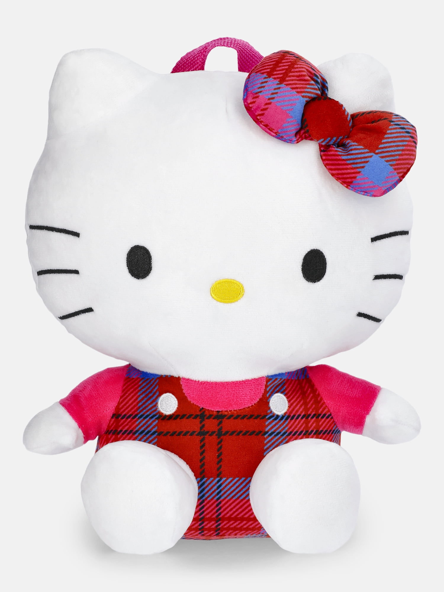 Hello Kitty Girls 14" Plush Backpack, Plaid
