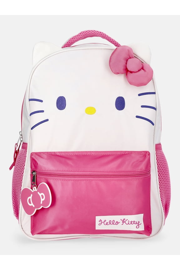 Kids' Big Face 17" Backpack with Bow, Pink and White