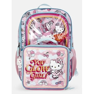 Set de Mochila Hello Kitty Niñas 17" You Glow Girl con Audífonos y Lonchera, Set de 3 Piezas, Rosa
