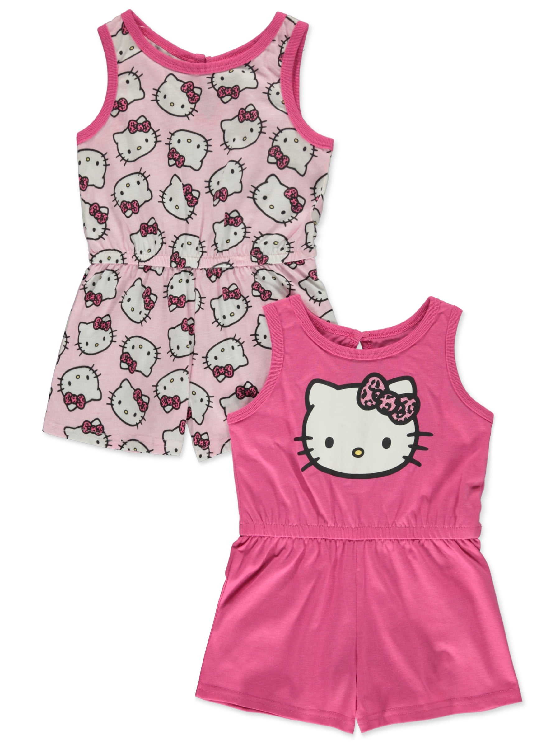 Hello Kitty Girls' 2-Pack Heart Rompers Color: pink Size: 5 - 6