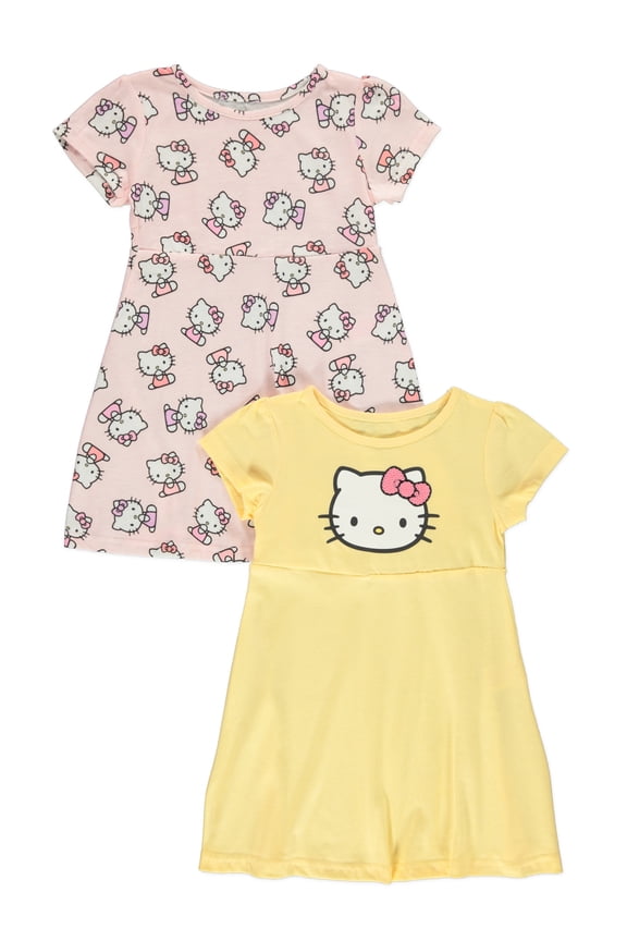 Girls' 2-Pack T-Shirt Dresses Color: yellow Size: 2t