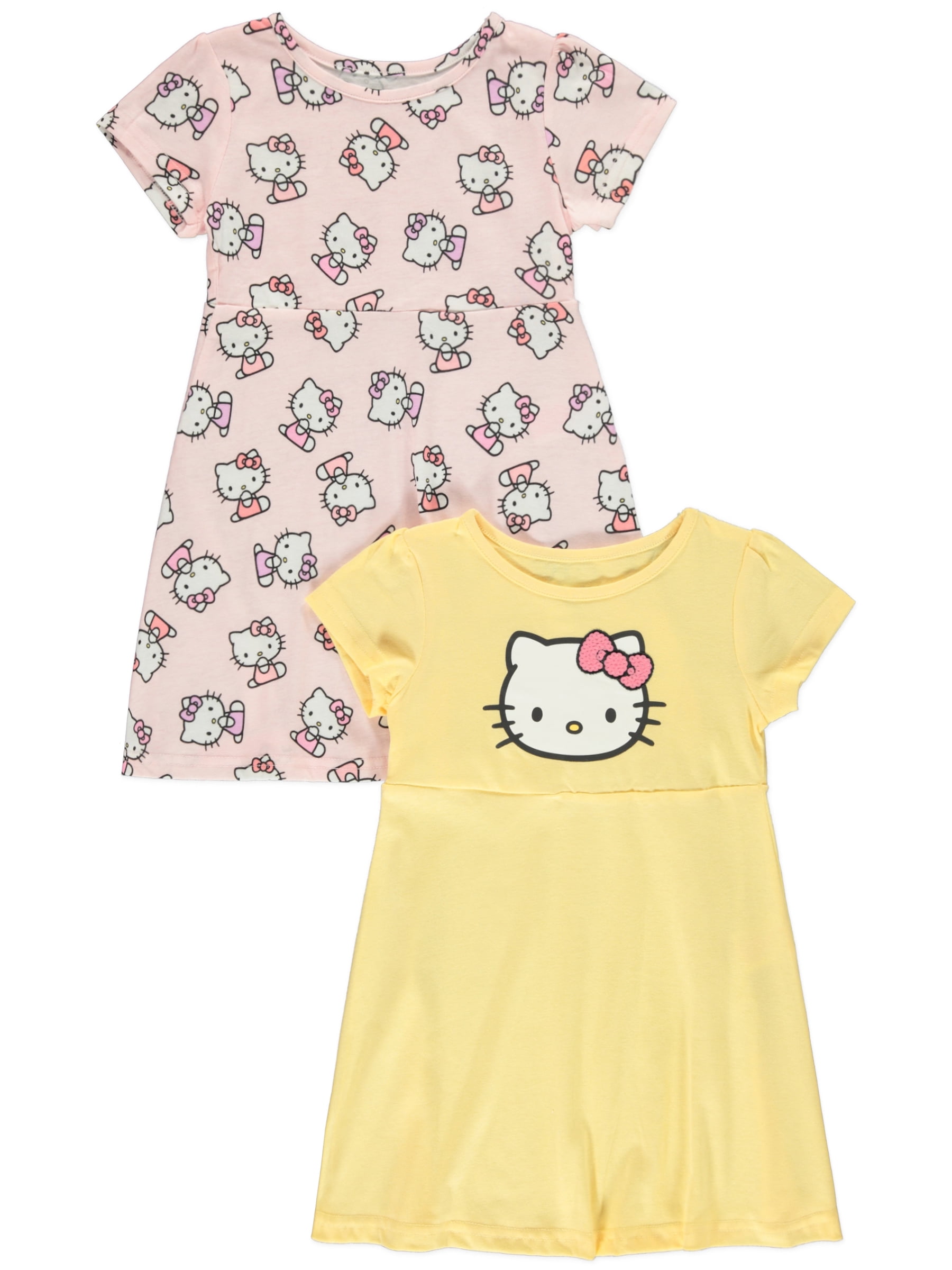 Hello Kitty Girls' 2-Pack T-Shirt Dresses Color: yellow Size: 3t