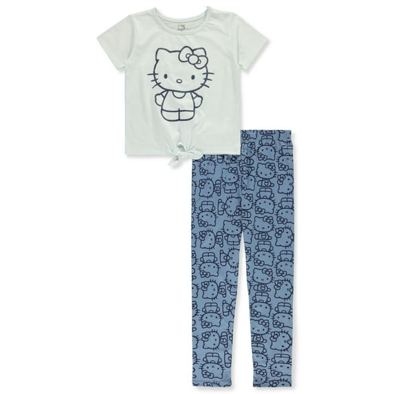 Hello Kitty Girls' 2-Piece Leggings Set Outfit Color: light blue Size: 3t